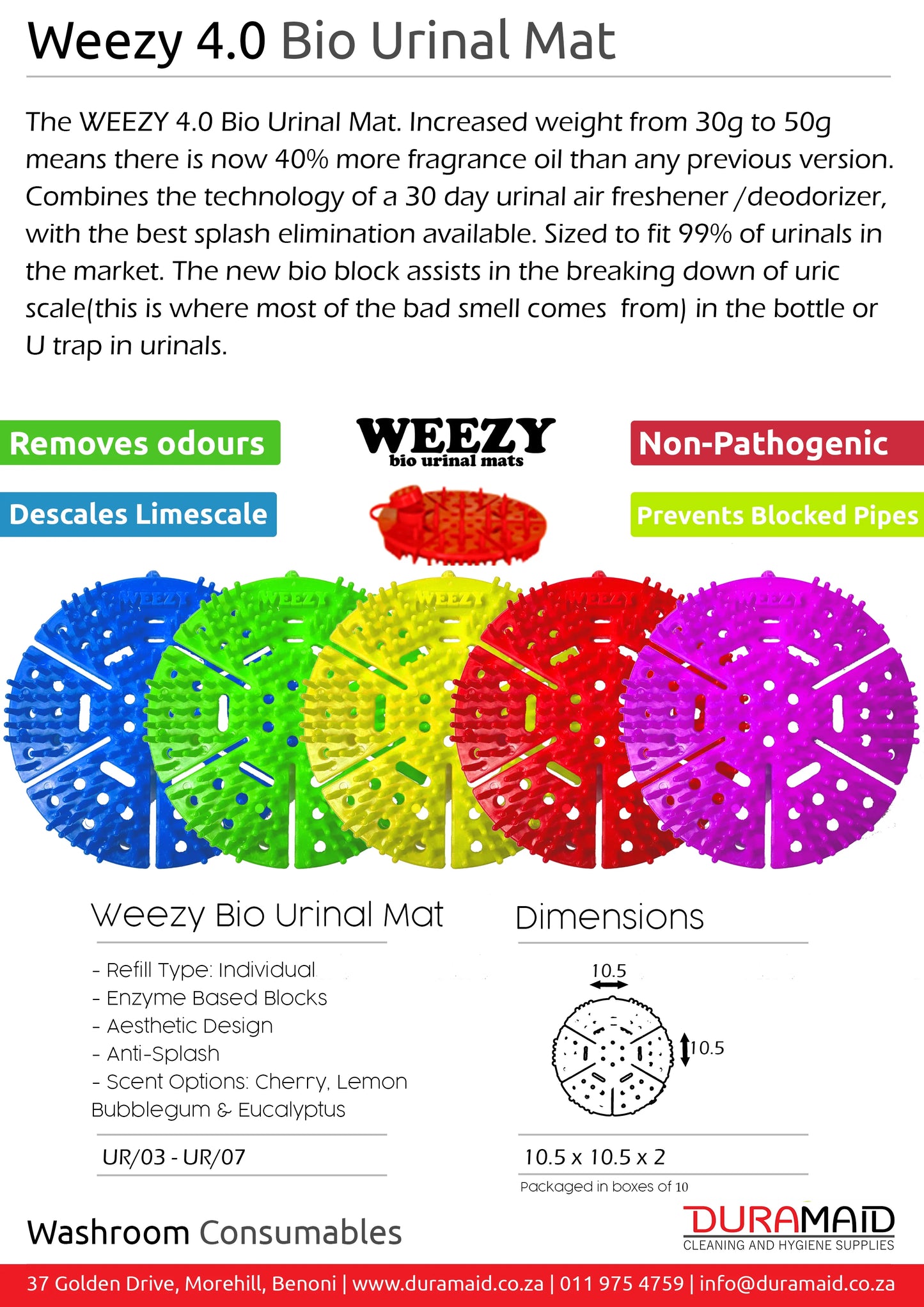 Weezy 4.0 Bio Urinal Mats (10 Pack)